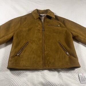 Topman Zip Up Jacket‎ Men's Medium Tan Brown Faux Fur Lined NWT